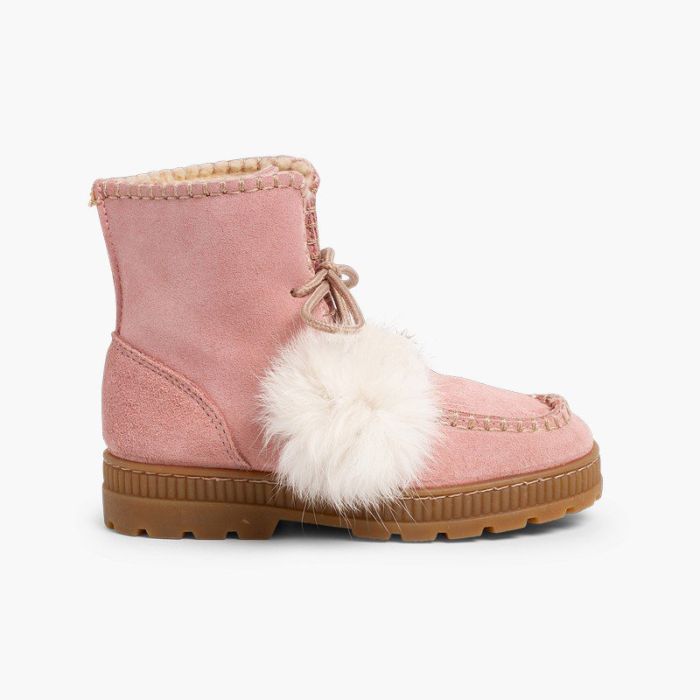 Wildlederstiefel mit Pompons für Mädchen