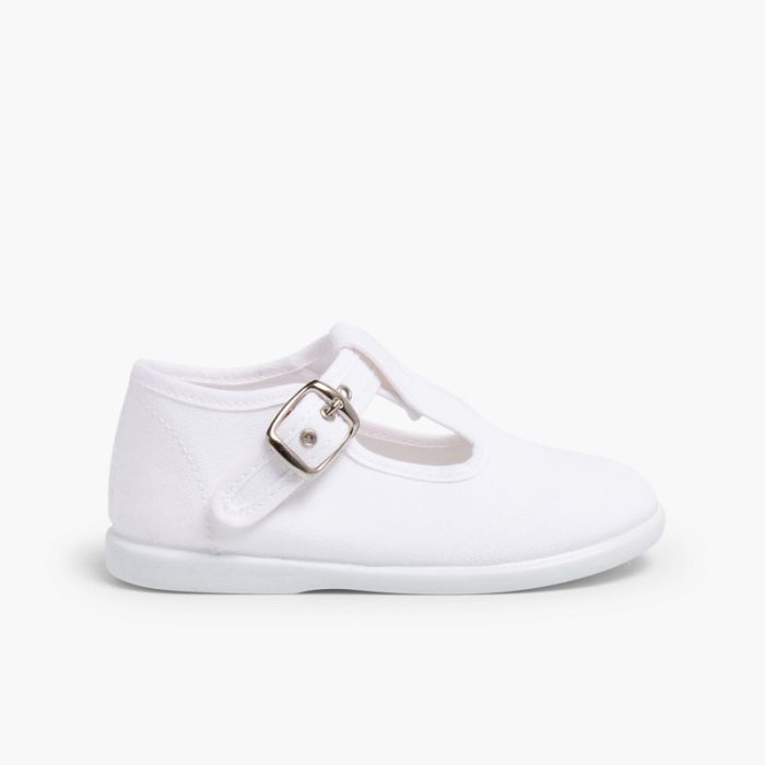 Klassische Babyschuhe aus Stoff mit Schnalle