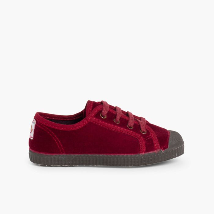 Samt-Sneaker mit Schnürsenkeln für Kinder