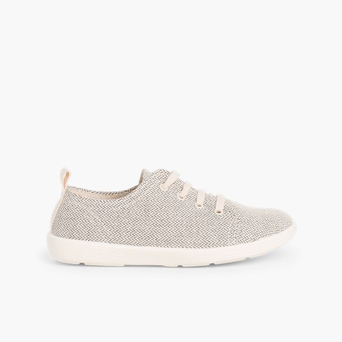 Freizeit-Sneaker aus Segeltuch mit Fischgrätmuster