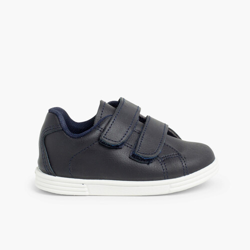 Waschbare Leder Sportschuhe für Babys und Kinder Marineblau
