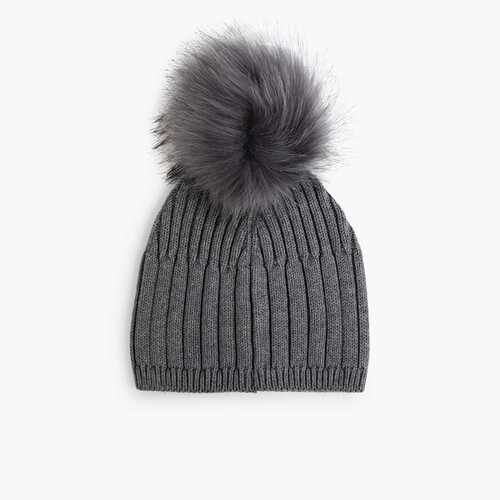 Quastenhut mit Haarbommel Grau