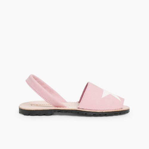 Menorquinas Avarcas Nubuk mit Stern Rosa