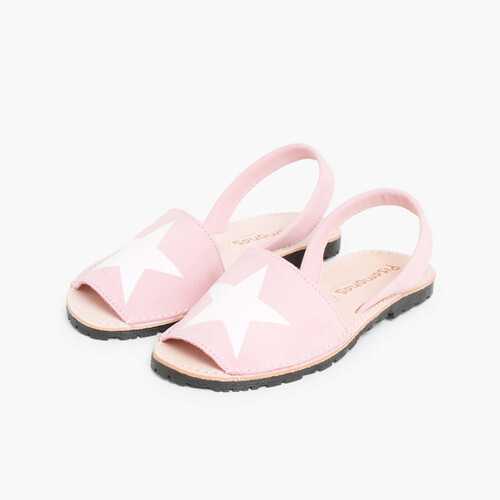 Menorquinas Avarcas Nubuk mit Stern Rosa