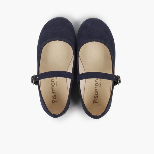 Riemchenballerinas mit Perforierungen für Mädchen aus Serratex Marineblau