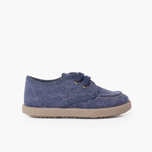 Lässige Sportsohle aus nautischem Canvas Jeansblau