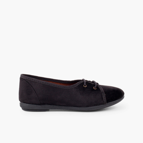 Blucherschuhe für Mädchen aus Samt im Salon-Stil Schwarz