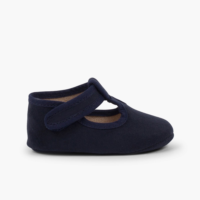 Klassische Babyschuhe für Baby-Jungen aus Serratex mit Klettverschluss Marineblau