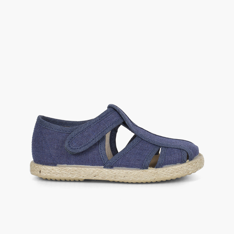 Klassische Babyschuhe für Kleinkinder mit Espadrillesohle Marineblau