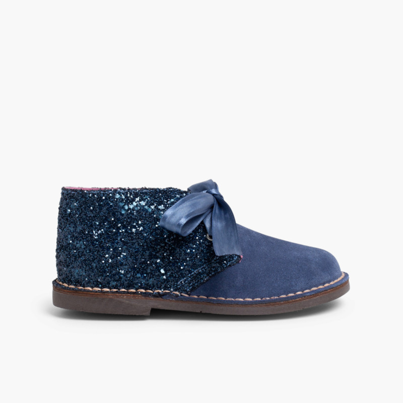 Glitzer Desert Boots für Mädchen Blau