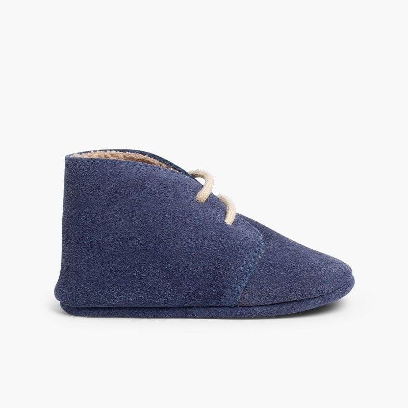 Desert Boots für Babys mit Innenfell Jeansblau
