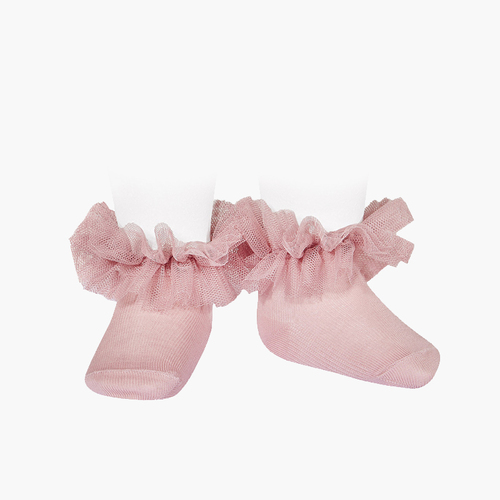 Kurze Socken mit Rüschen aus Tüll Zartrosa