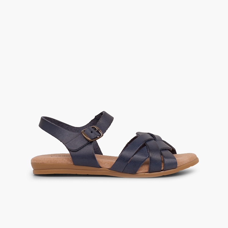 Sandalen für Mädchen und Frauen mit Gelsohle Marineblau