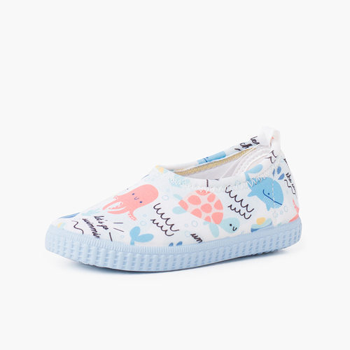 Geschlossene Sneaker im Neopren-Stil mit Print Weiß