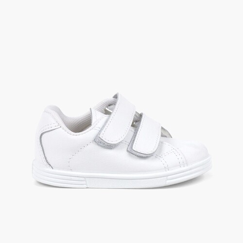 Waschbare Leder Sportschuhe für Babys und Kinder Weiß