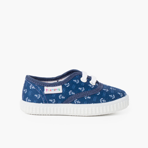 Sportschuhe aus Canvas mit Print für Jungen Marineblau mit Ankern