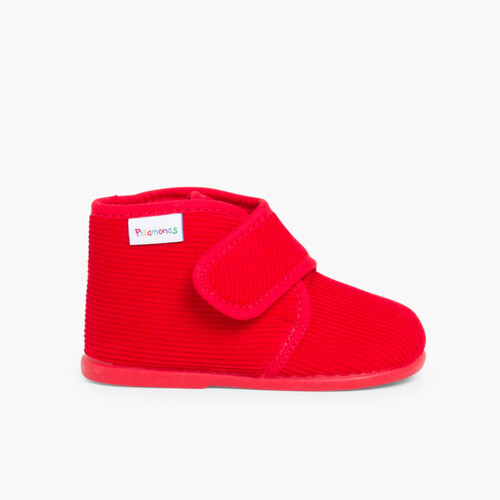 Hausschuhe Stiefel aus Cordstoff Rot