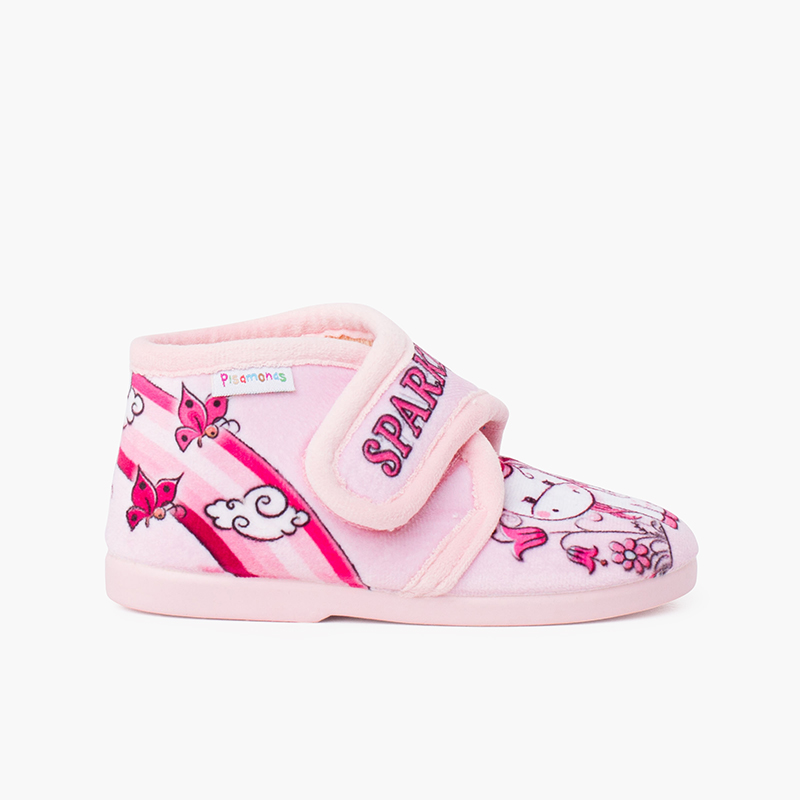 Glitzernde Hausschuhe mit Haftbandverschluss Rosa