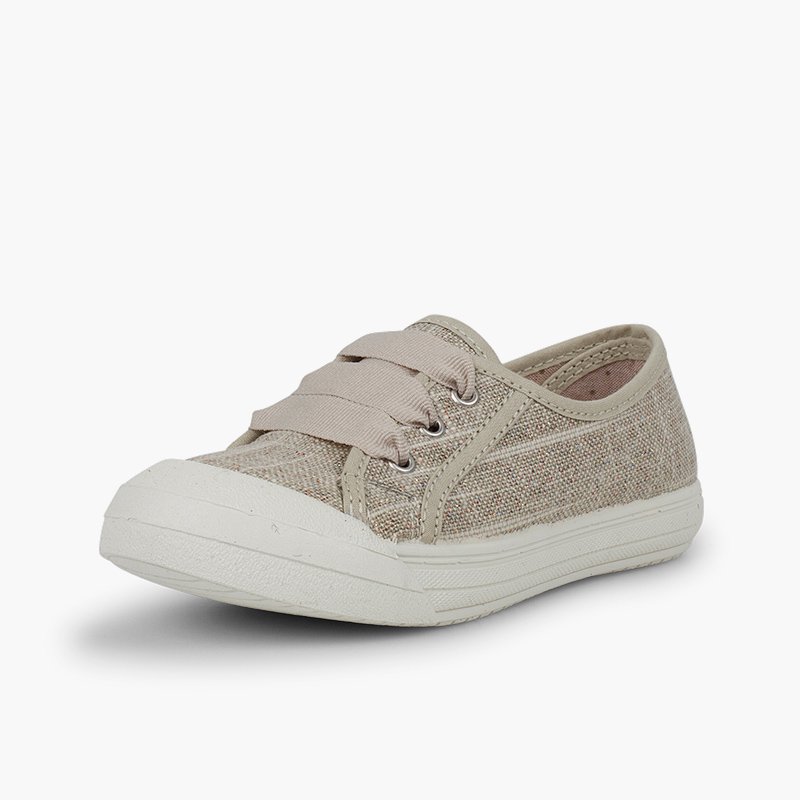 Mädchen Sportschuher aus Leinen mit Glitzer Beige
