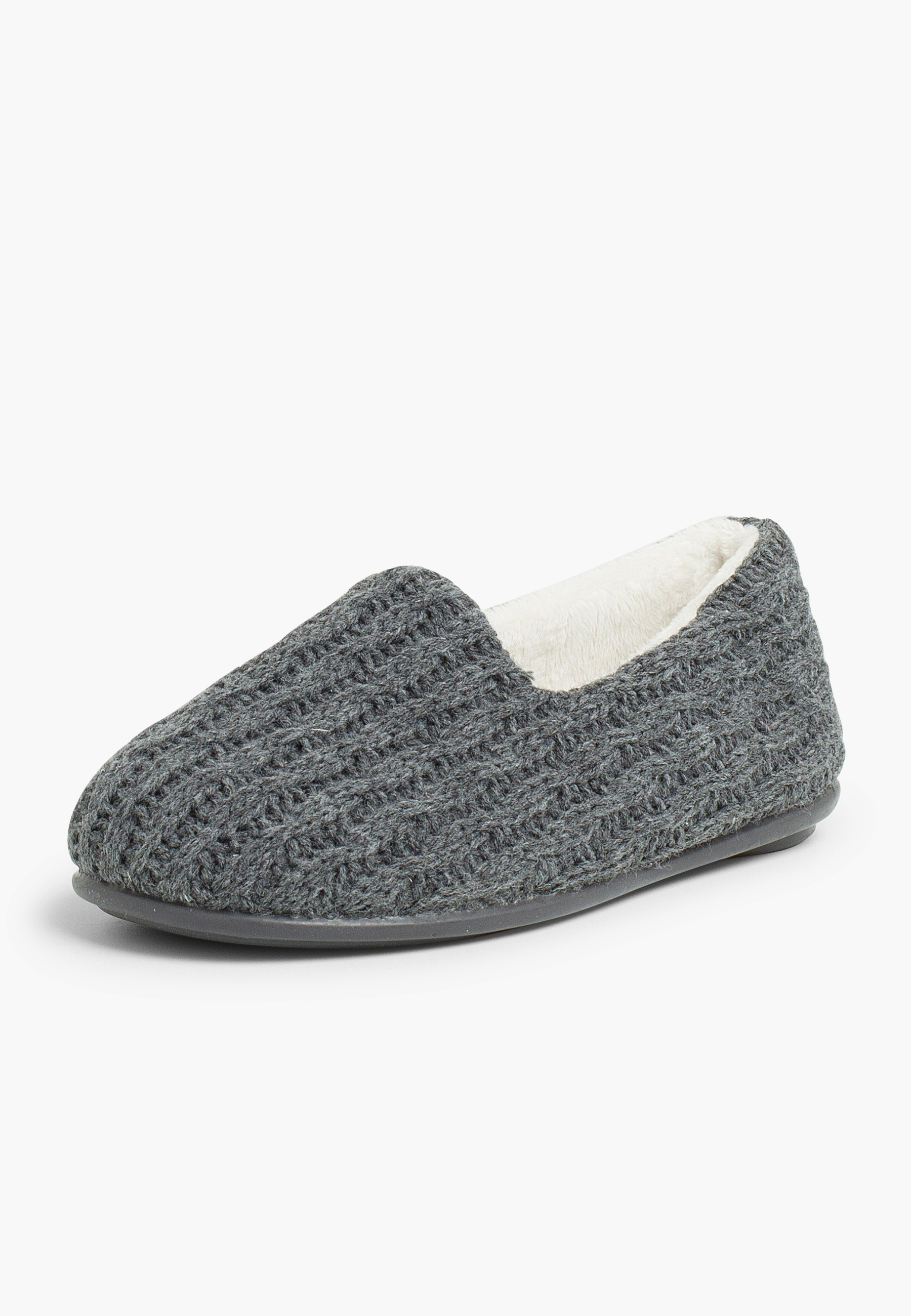 Kinderhausschuhe in Woll-Optik Grau