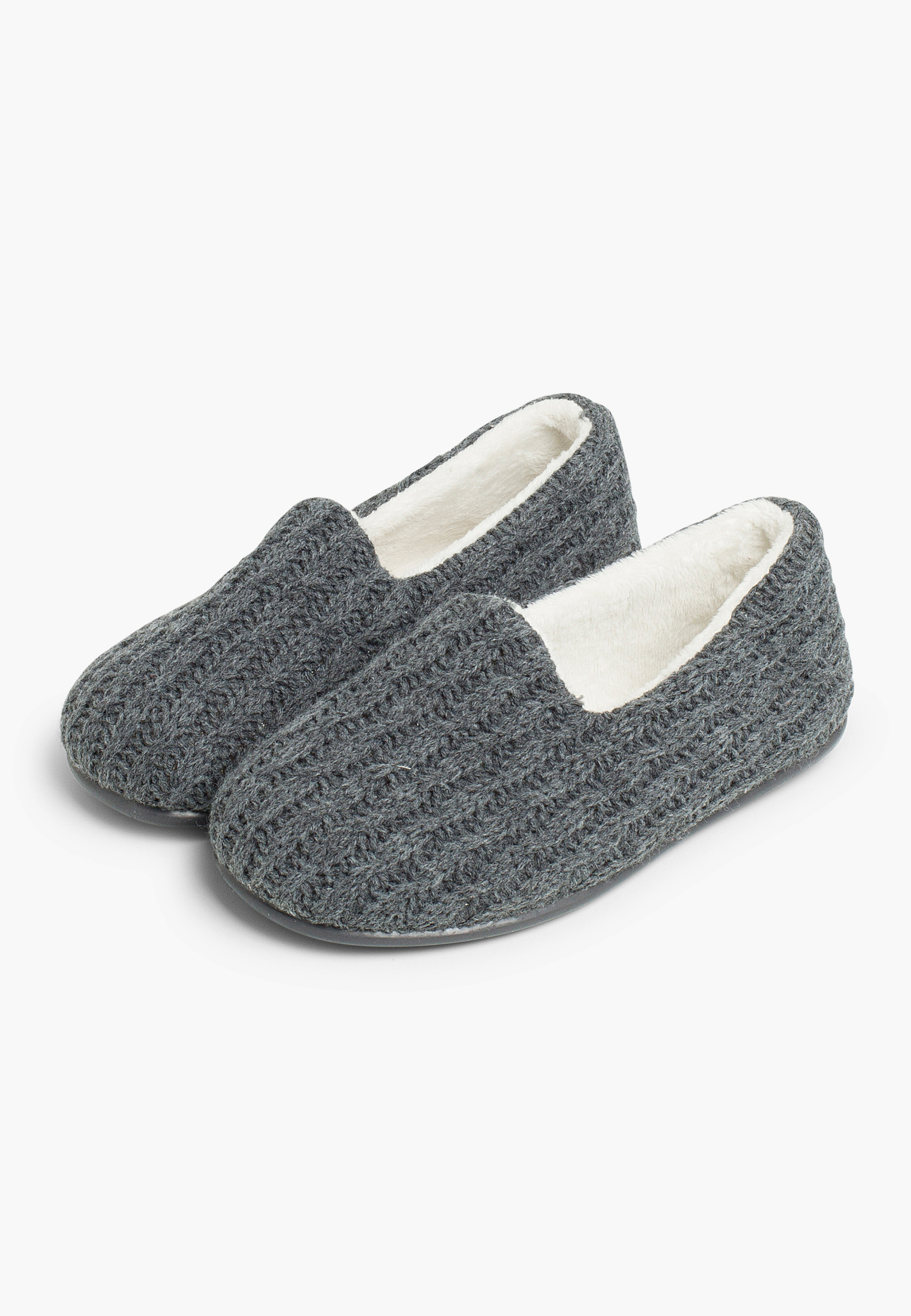 Kinderhausschuhe in Woll-Optik Grau