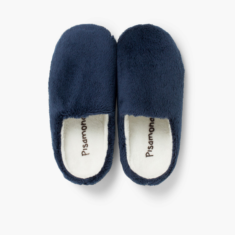 Hausschuhe mit weichem Fell Marineblau