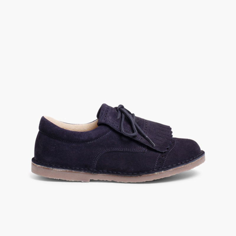 Blucherschuhe Jungen mit Fransen Marineblau