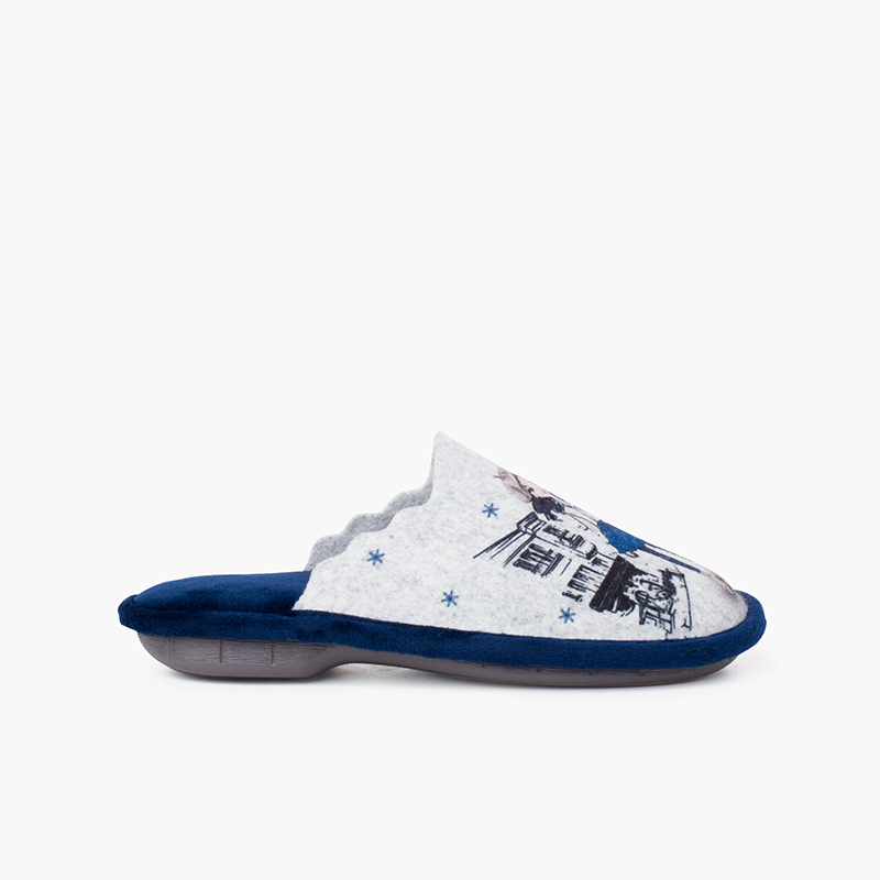 Filzpantoffeln mit Sprüchen für Zuhause Marineblau